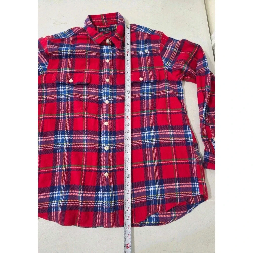 Polo Ralph Lauren Flannel Shirt Shacket Mens XL Classic Fit Red Blue Plaid LS